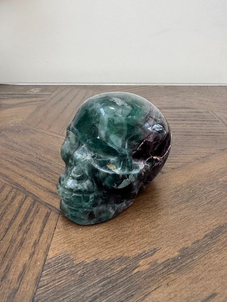 Natural Verdantis Deep Green Fluorite Skull Crystal Specimen