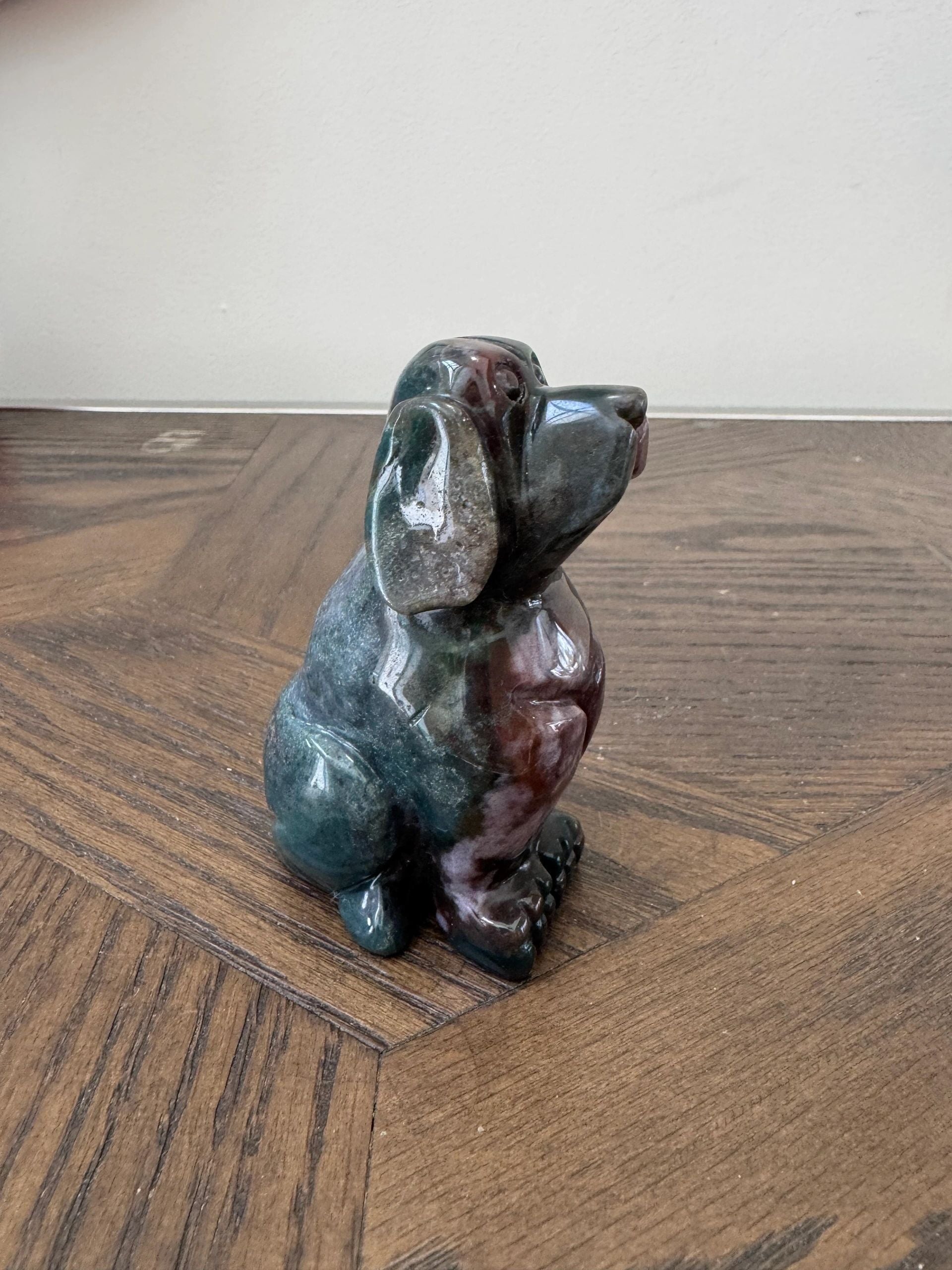 Natural Ocean Jasper Dog Carved Crystal Specimen