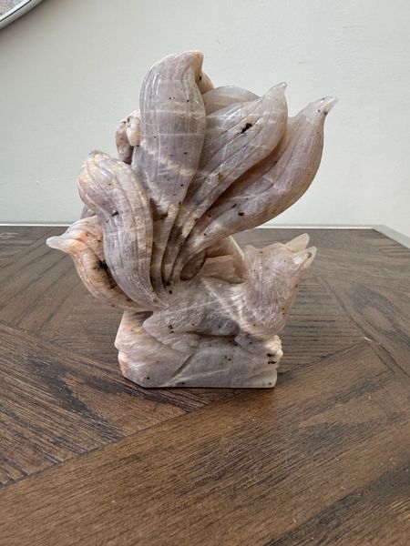 Mystic Moonstone Nine-Tailed Fox Carving