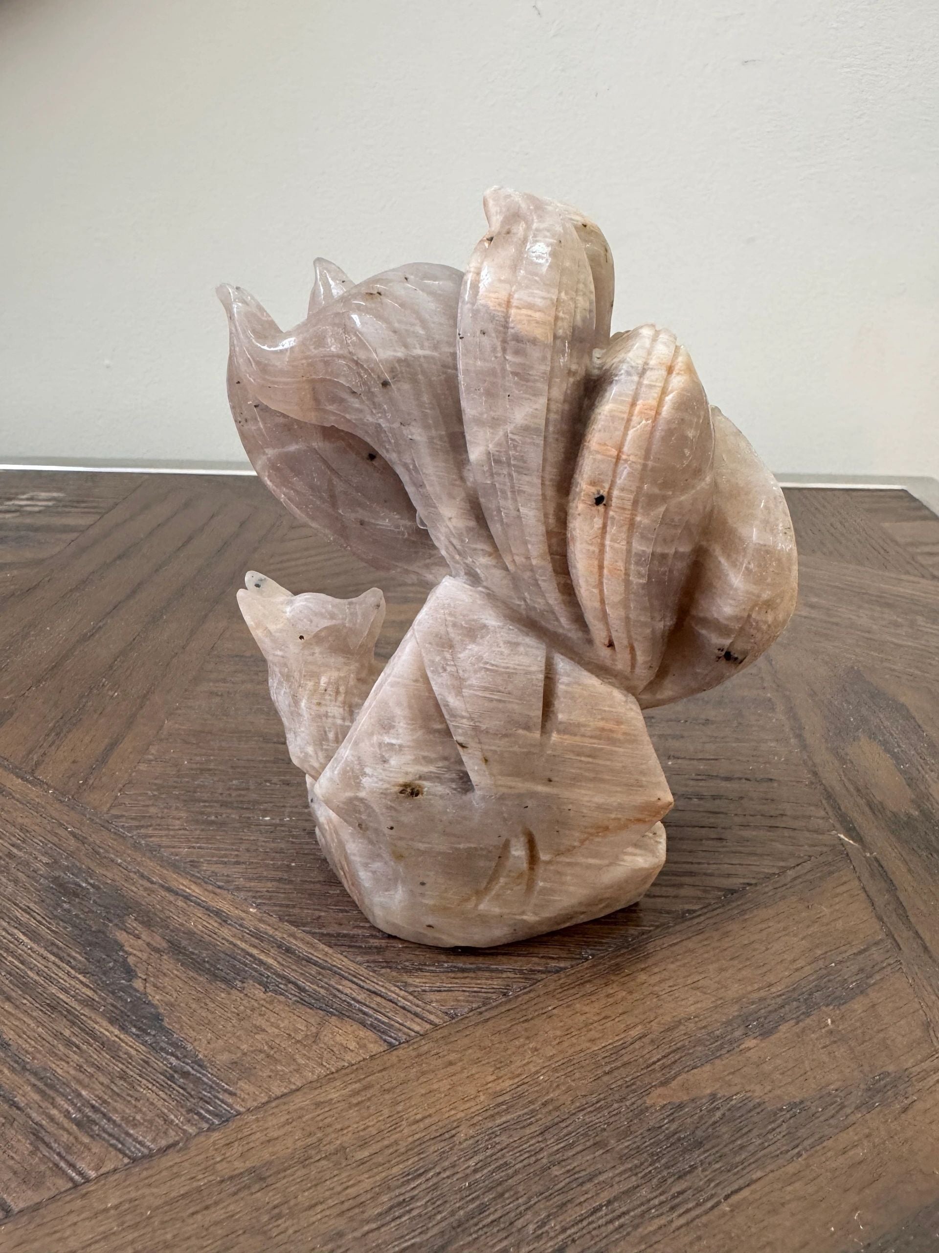 Mystic Moonstone Nine-Tailed Fox Carving