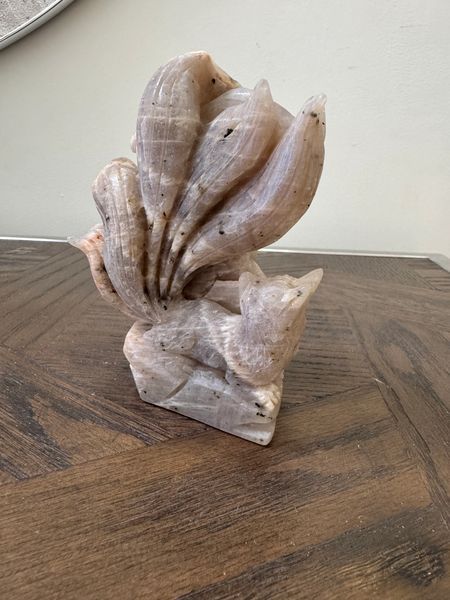Mystic Moonstone Nine-Tailed Fox Carving