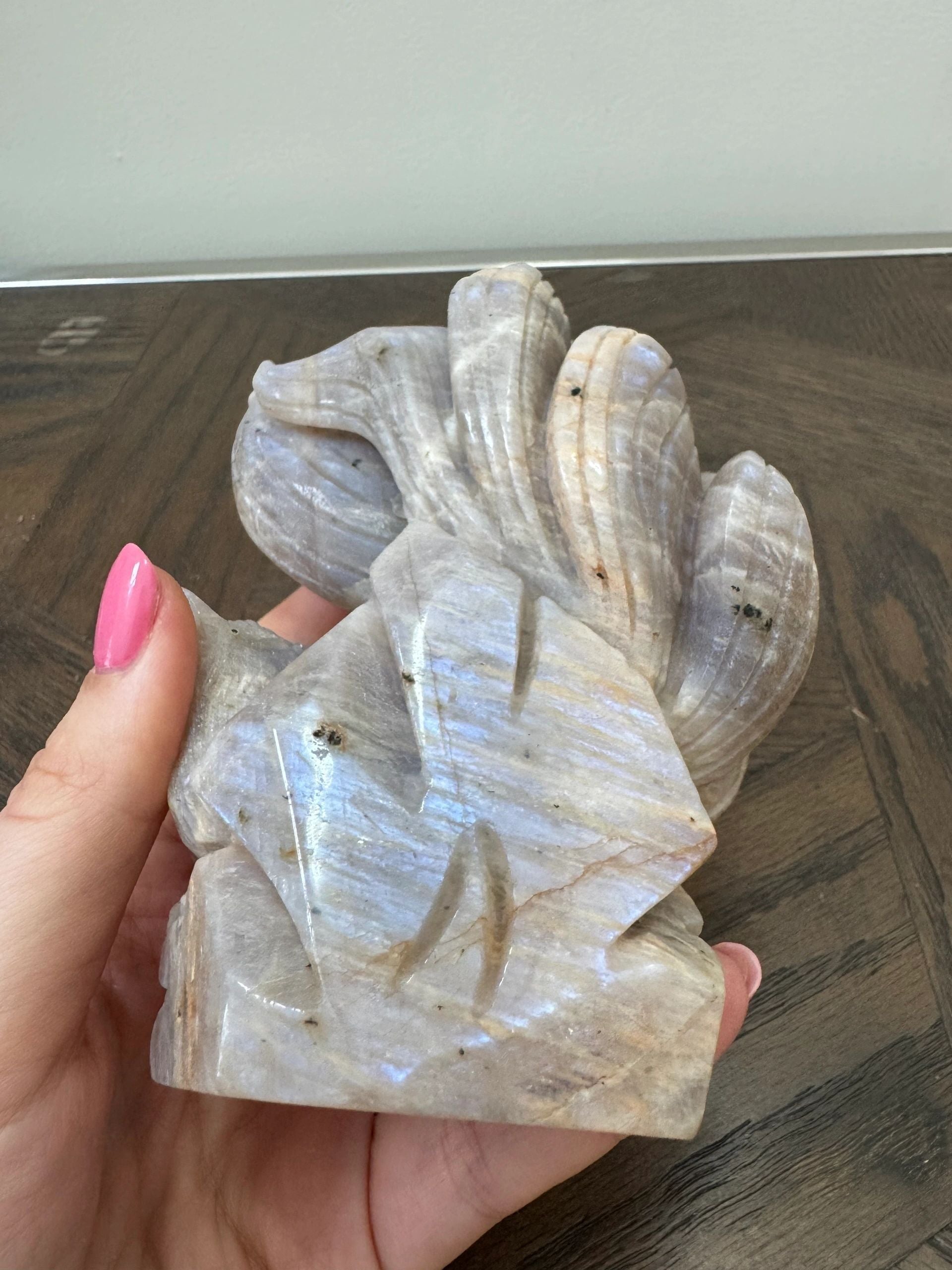 Mystic Moonstone Nine-Tailed Fox Carving