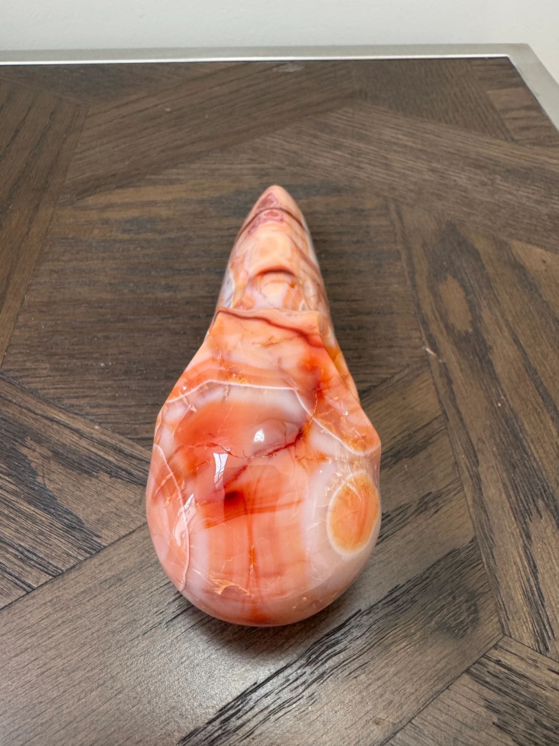 Natural Flower Agate & Carnelian Raven Head Crystal Specimen