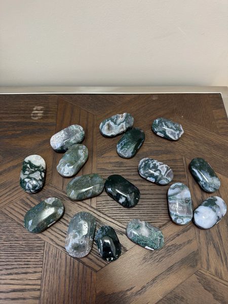 Natural Moss Agate Palmstone Crystal Specimen