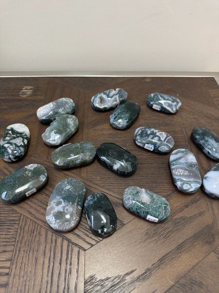 Natural Moss Agate Palmstone Crystal Specimen
