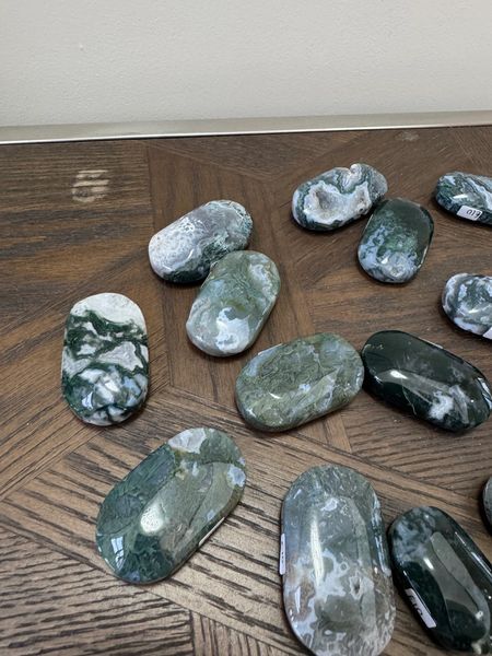 Natural Moss Agate Palmstone Crystal Specimen