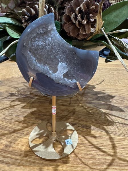 Natural Druzy Moon Carved Crystal Specimen