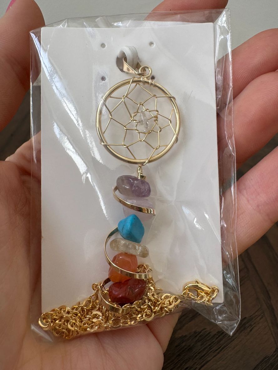Natural Seven Chakra Dreamcatcher Pendant Crystal Specimen