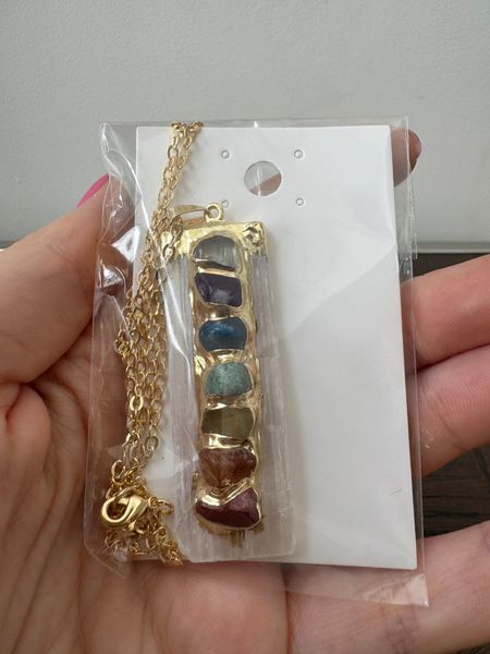 Chakra Bar Necklace with Selenite