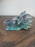 Natural Fluorite Nine-Tailed Fox Carved Crystal Specimen