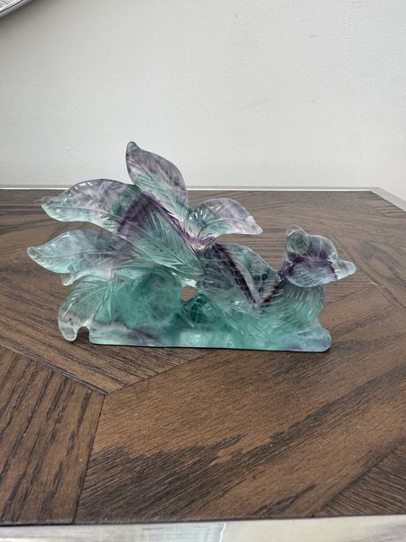 Natural Fluorite Nine-Tailed Fox Carved Crystal Specimen