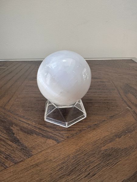 Natural Selenite Sphere Crystal Specimen
