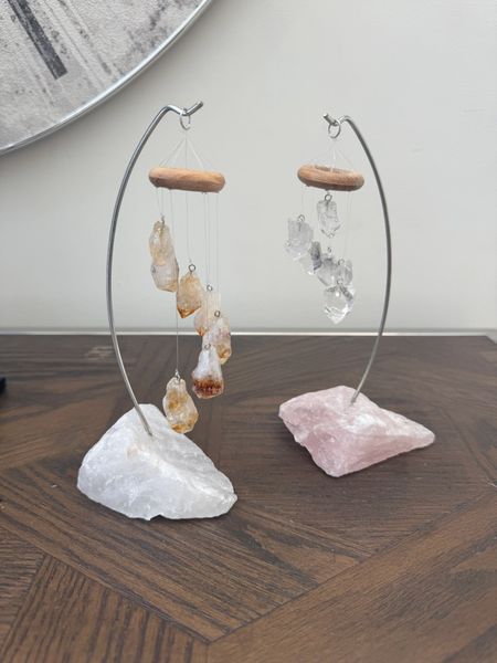 Crystal Desk Windchimes Citrine and Clear Quartz