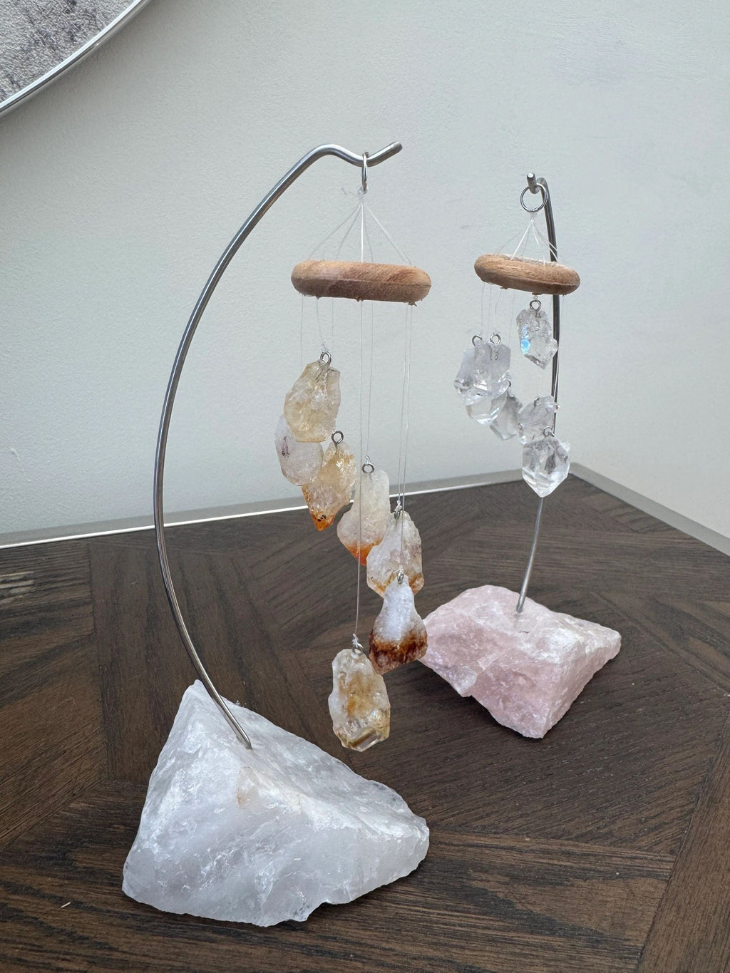 Crystal Desk Windchimes Citrine and Clear Quartz
