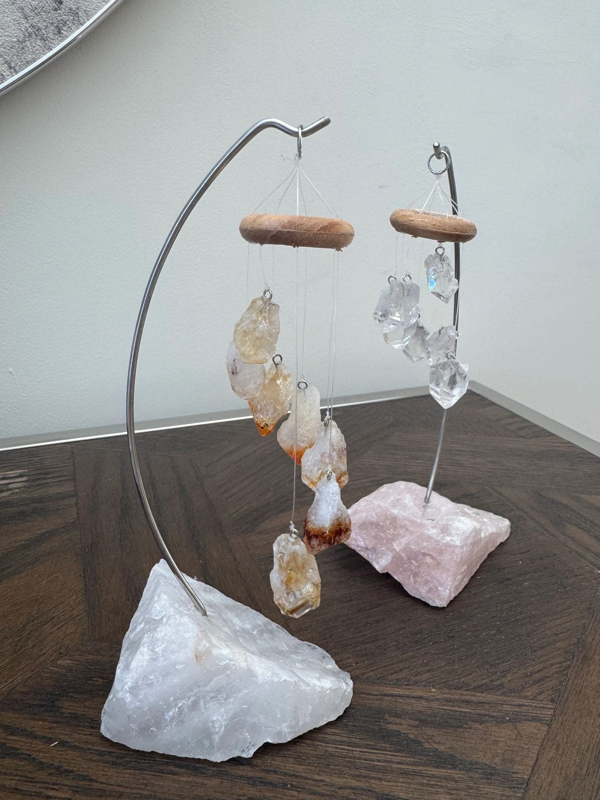 Crystal Desk Windchimes Citrine and Clear Quartz