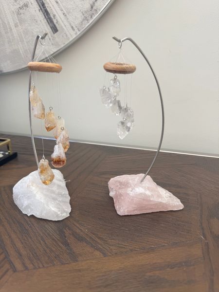 Crystal Desk Windchimes Citrine and Clear Quartz
