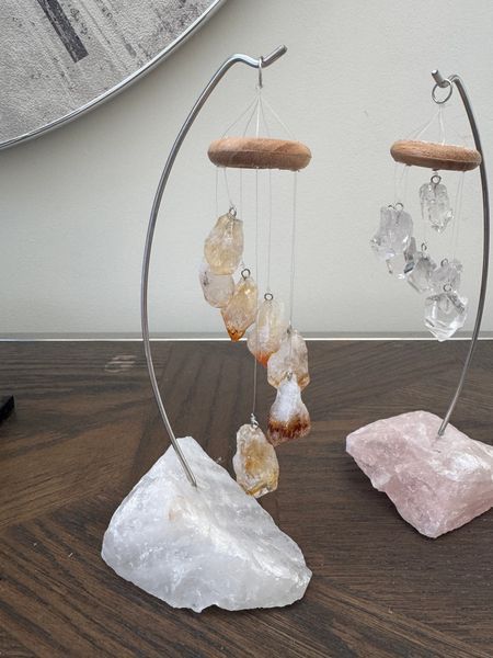 Crystal Desk Windchimes Citrine and Clear Quartz