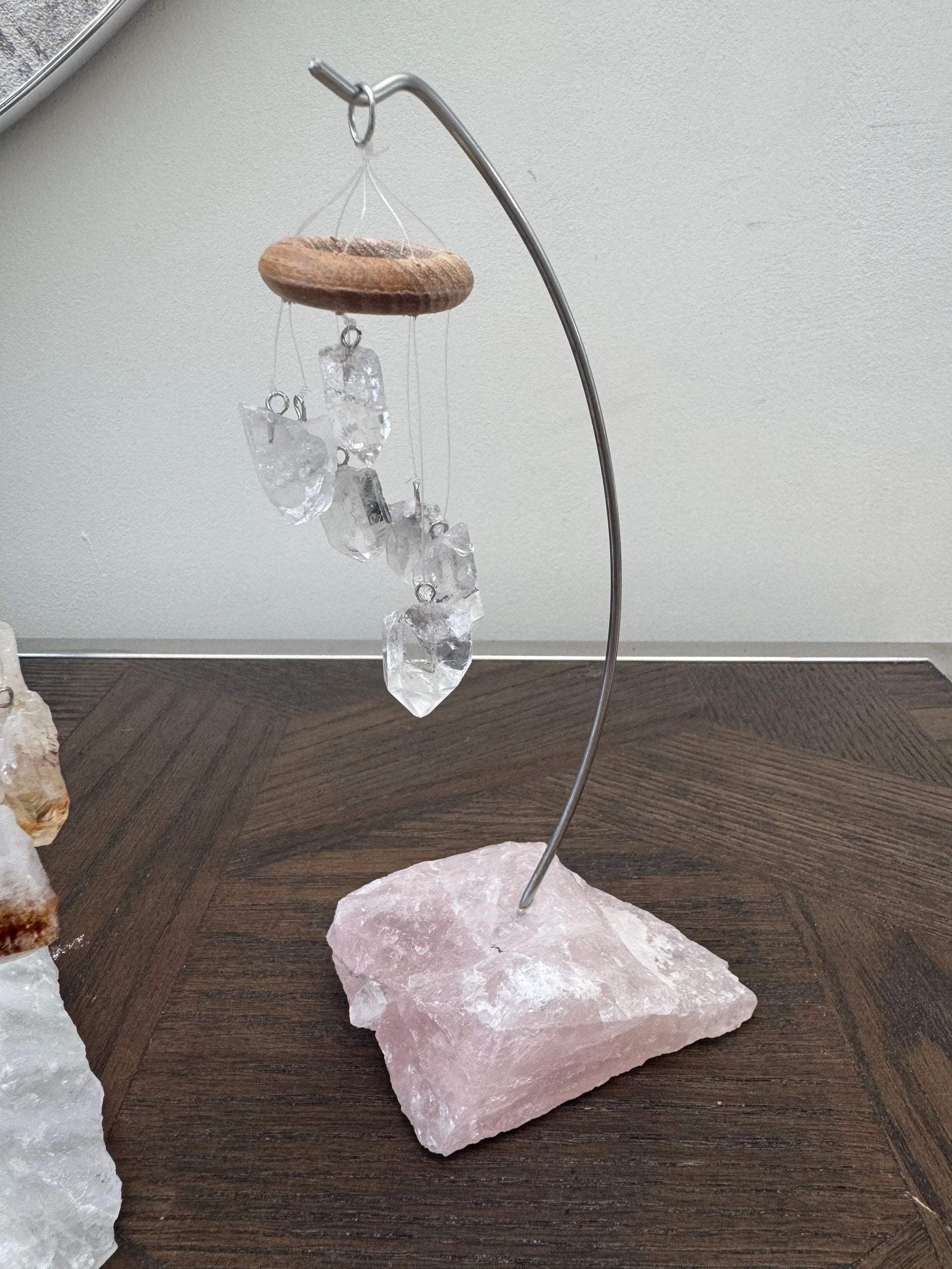 Crystal Desk Windchimes Citrine and Clear Quartz