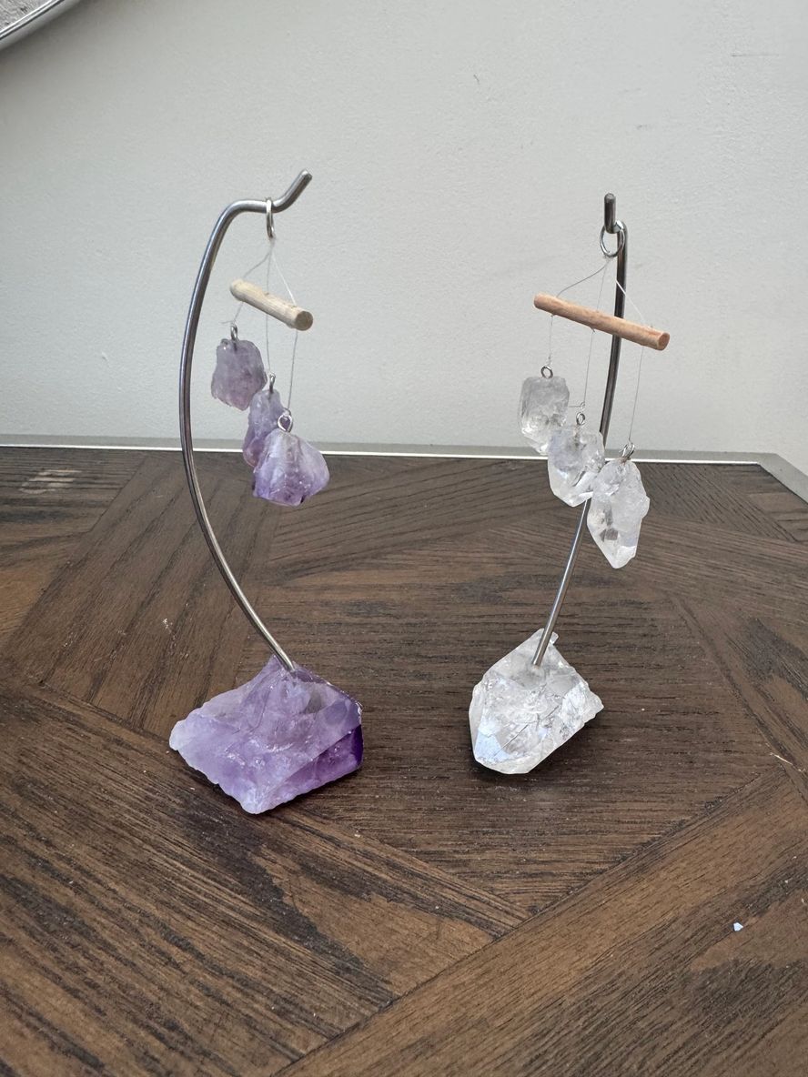 Crystal Desk Windchimes Amethyst Clear Quartz