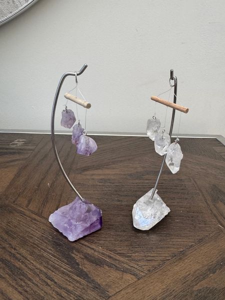 Crystal Desk Windchimes Amethyst Clear Quartz