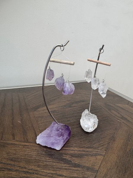 Crystal Desk Windchimes Amethyst Clear Quartz