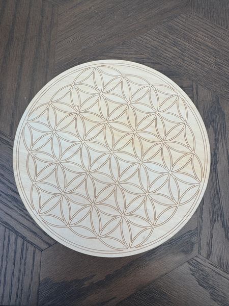 Flower of Life Wooden Crystal Grid