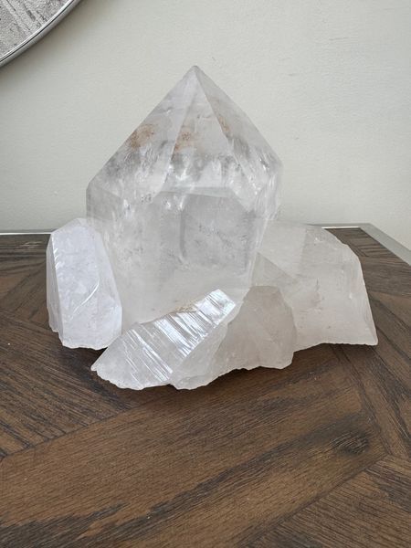 Natural Clear Quartz Point Cluster Crystal Specimen
