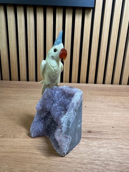 Parrot on Amethyst Base