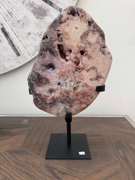 Natural Pink Amethyst Slice on Stand Crystal Specimen