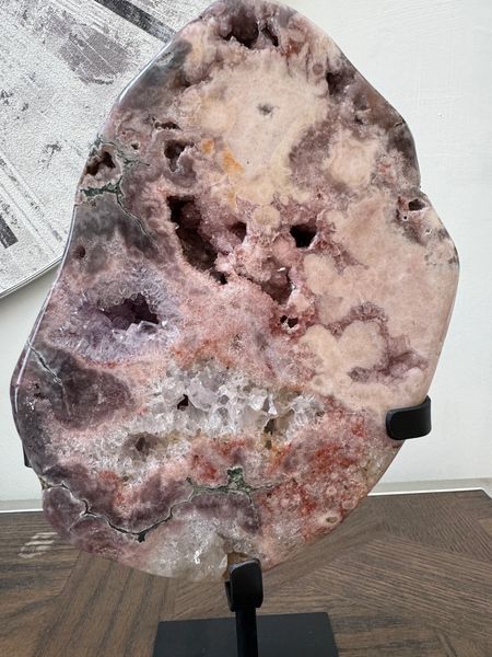 Natural Pink Amethyst Slice on Stand Crystal Specimen