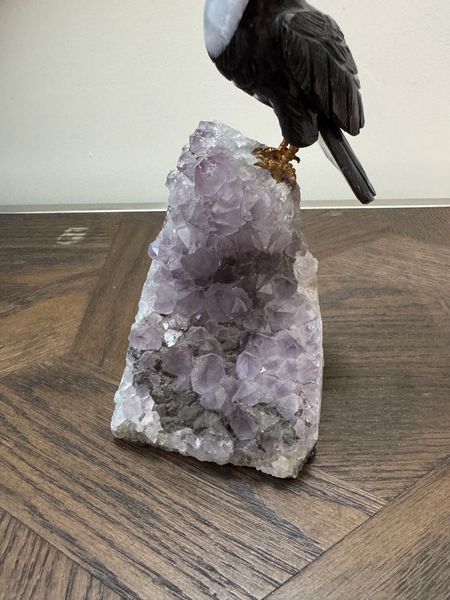 Eclipse Black Obsidian Toucan on Amethyst Freeform Base