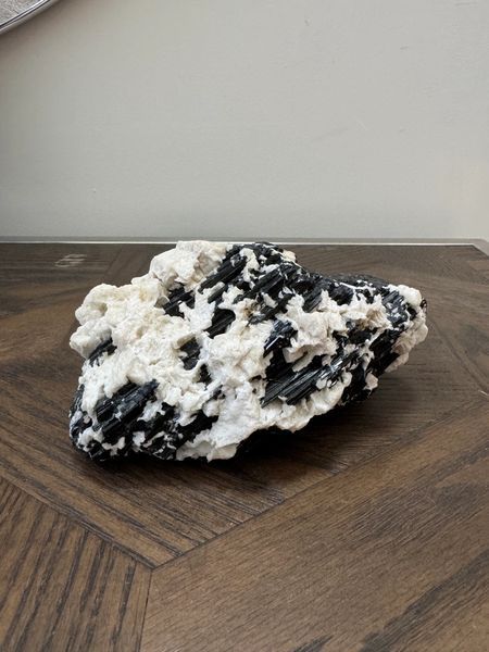 Natural Black Tourmaline in Albite Matrix Crystal Specimen