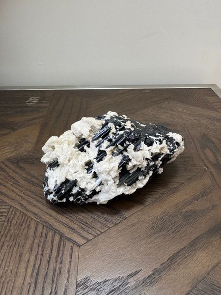 Natural Black Tourmaline in Albite Matrix Crystal Specimen
