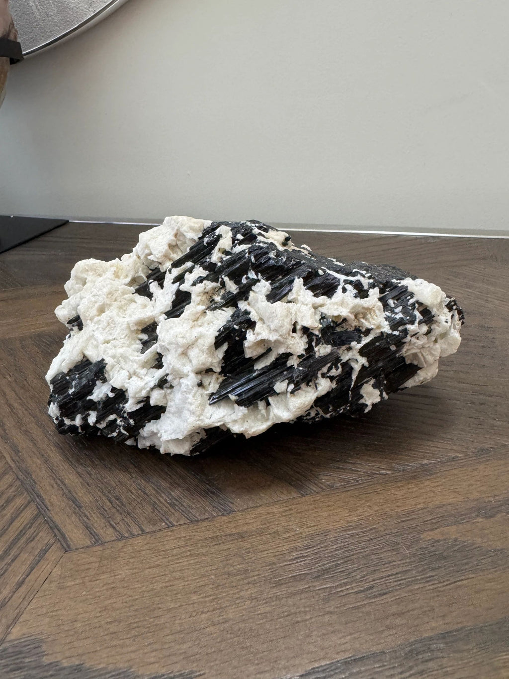 Natural Black Tourmaline in Albite Matrix Crystal Specimen