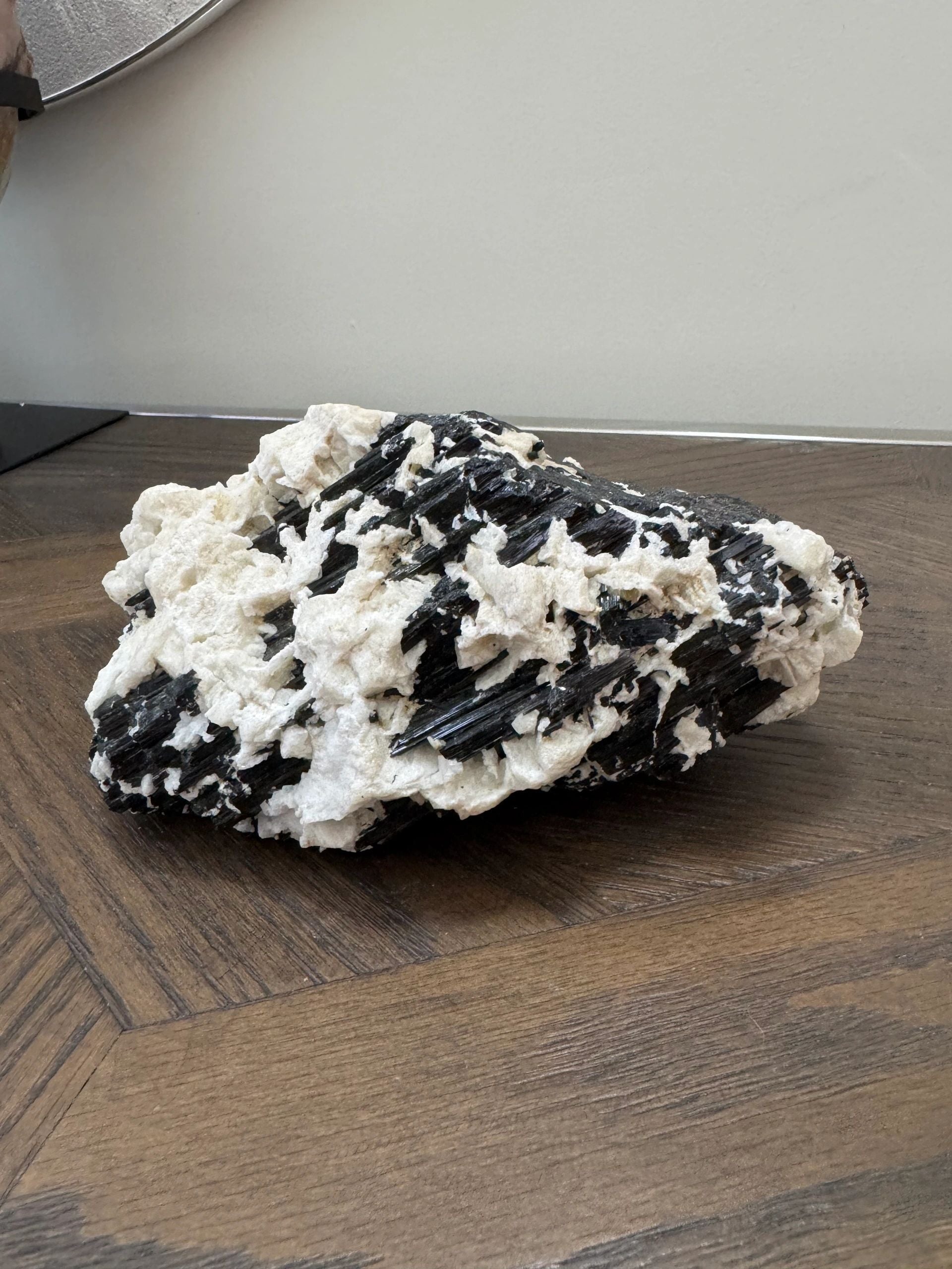 Natural Black Tourmaline in Albite Matrix Crystal Specimen
