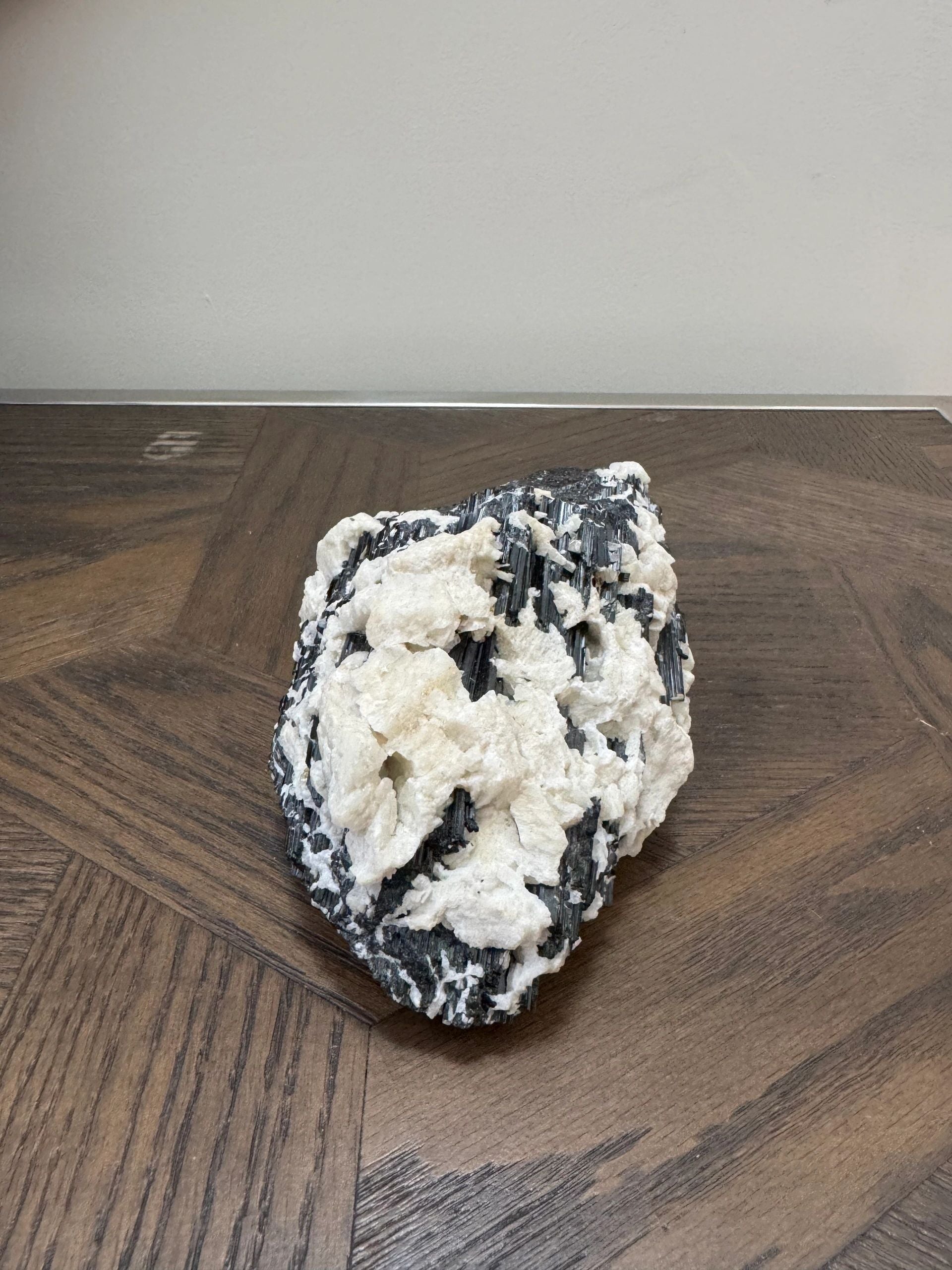 Natural Black Tourmaline in Albite Matrix Crystal Specimen