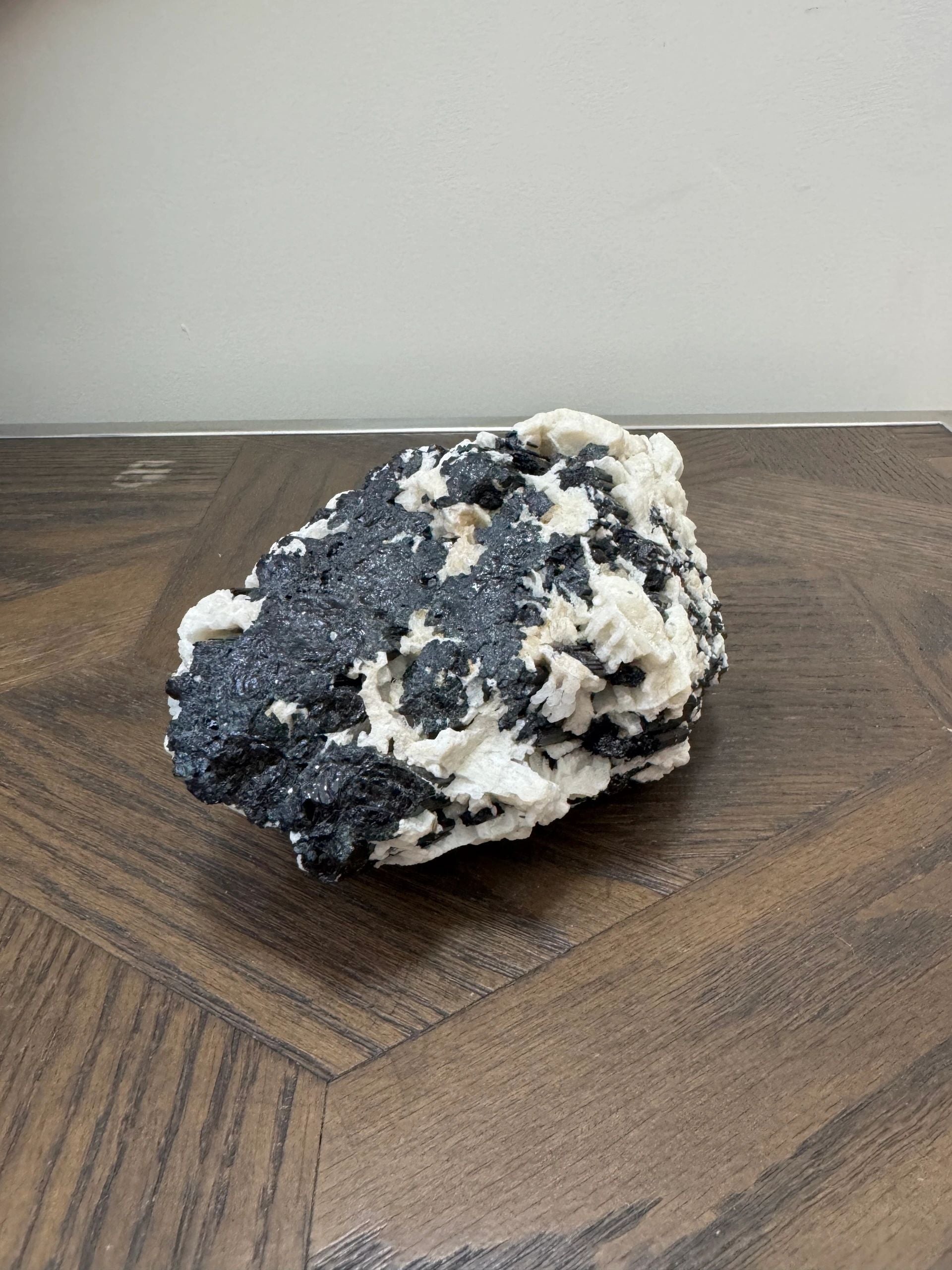 Natural Black Tourmaline in Albite Matrix Crystal Specimen