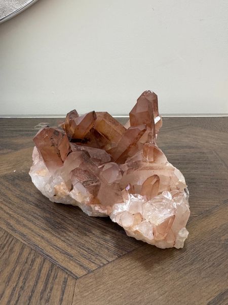 Natural Tangerine Quartz Cluster Crystal Specimen