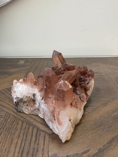 Natural Tangerine Quartz Cluster Crystal Specimen