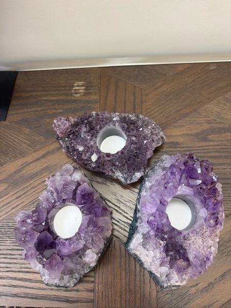 Natural Raw Amethyst Tealight Holder Crystal Specimen