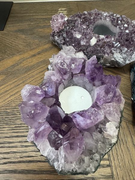 Natural Raw Amethyst Tealight Holder Crystal Specimen