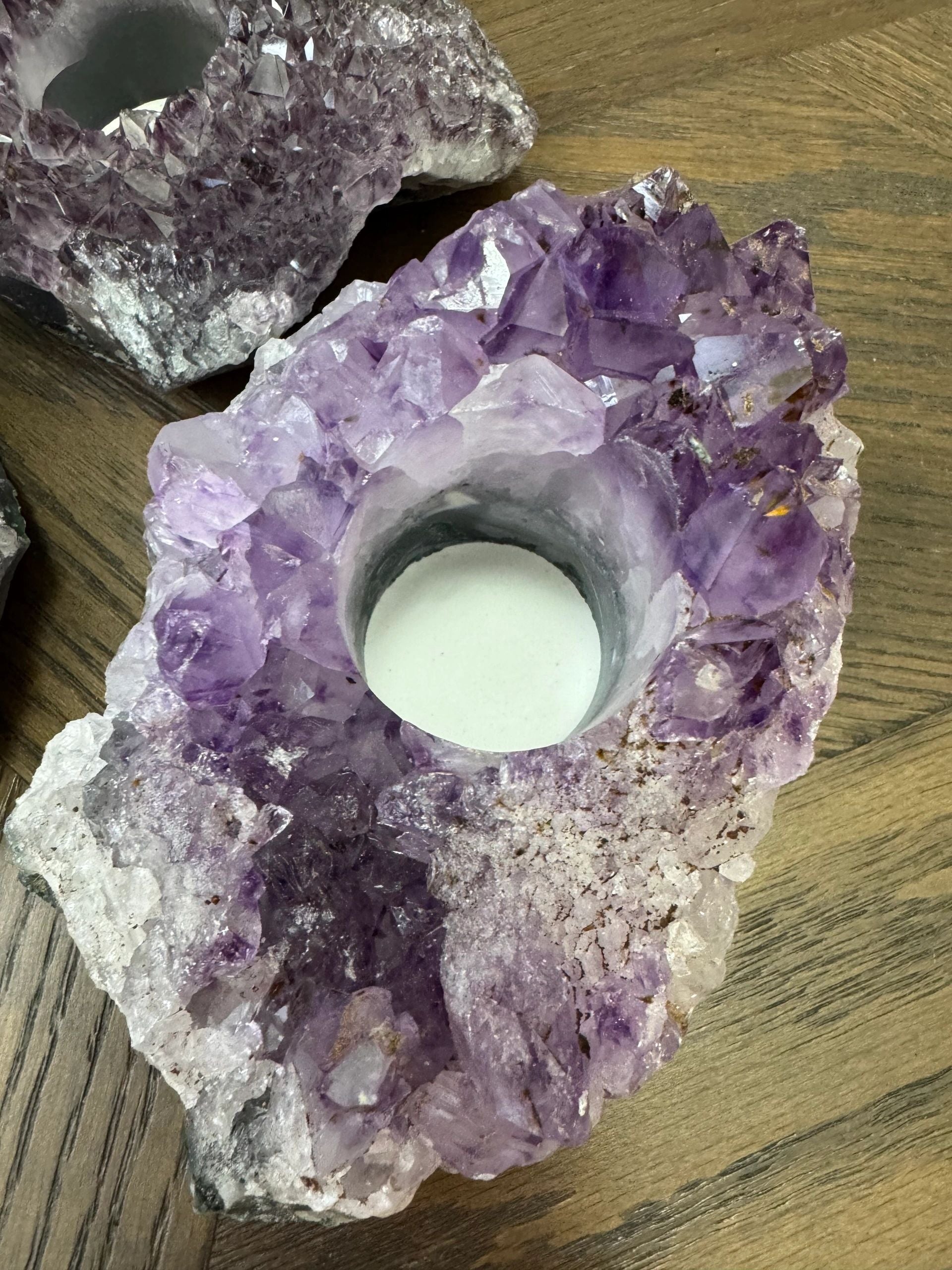 Natural Raw Amethyst Tealight Holder Crystal Specimen