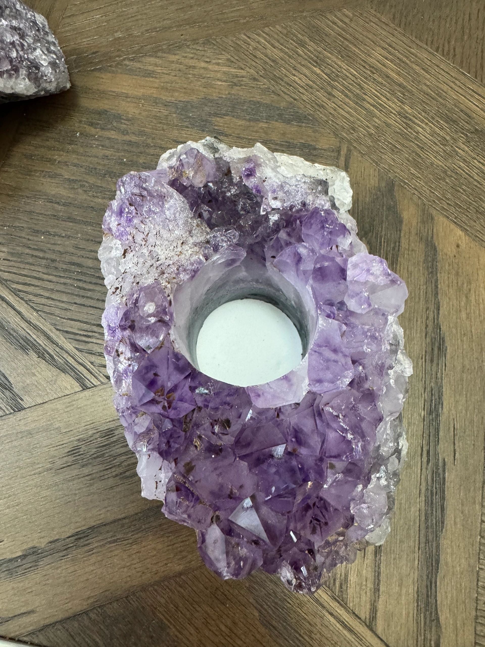 Natural Raw Amethyst Tealight Holder Crystal Specimen