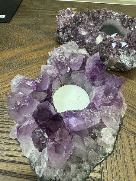Natural Raw Amethyst Tealight Holder Crystal Specimen