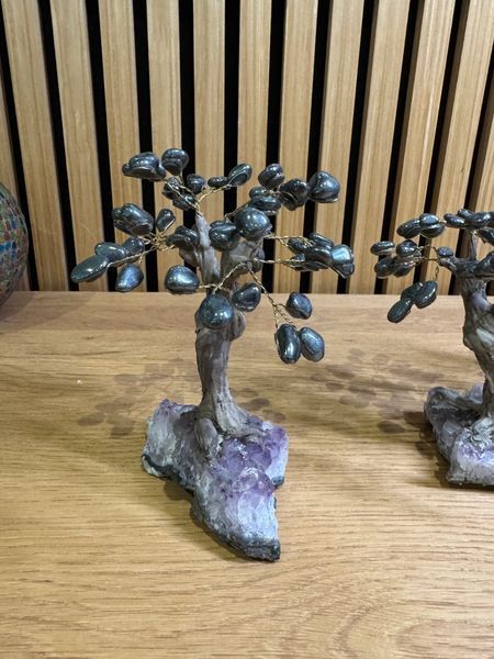 Natural Hematite Amethyst Base Tree Crystal Specimen