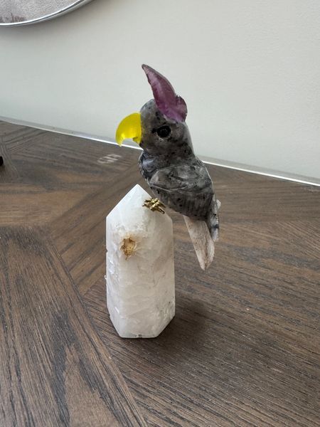 Luna Grey Jasper Cockatoo Clear Quartz Tower