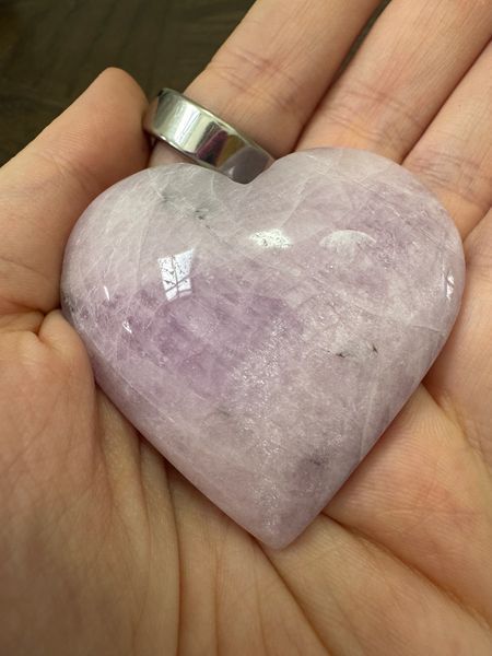 Natural Kunzite Carved Heart Crystal Specimen