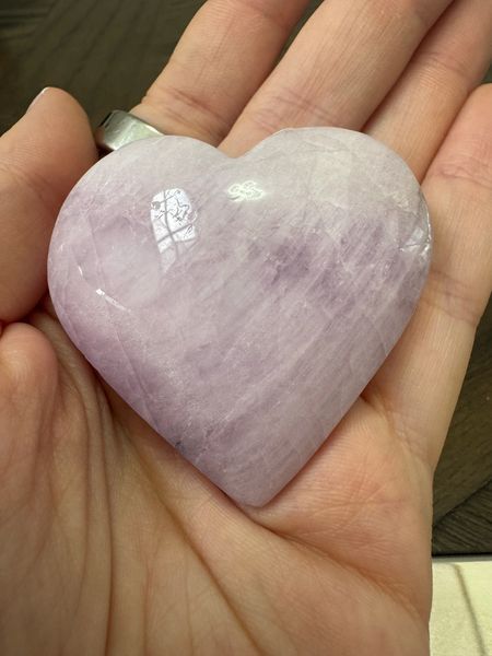 Natural Kunzite Carved Heart Crystal Specimen