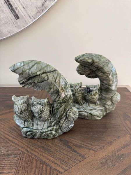 Green Jade Owl Carving