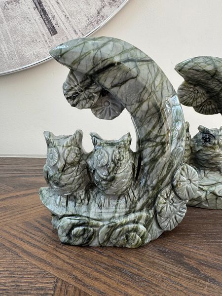 Green Jade Owl Carving